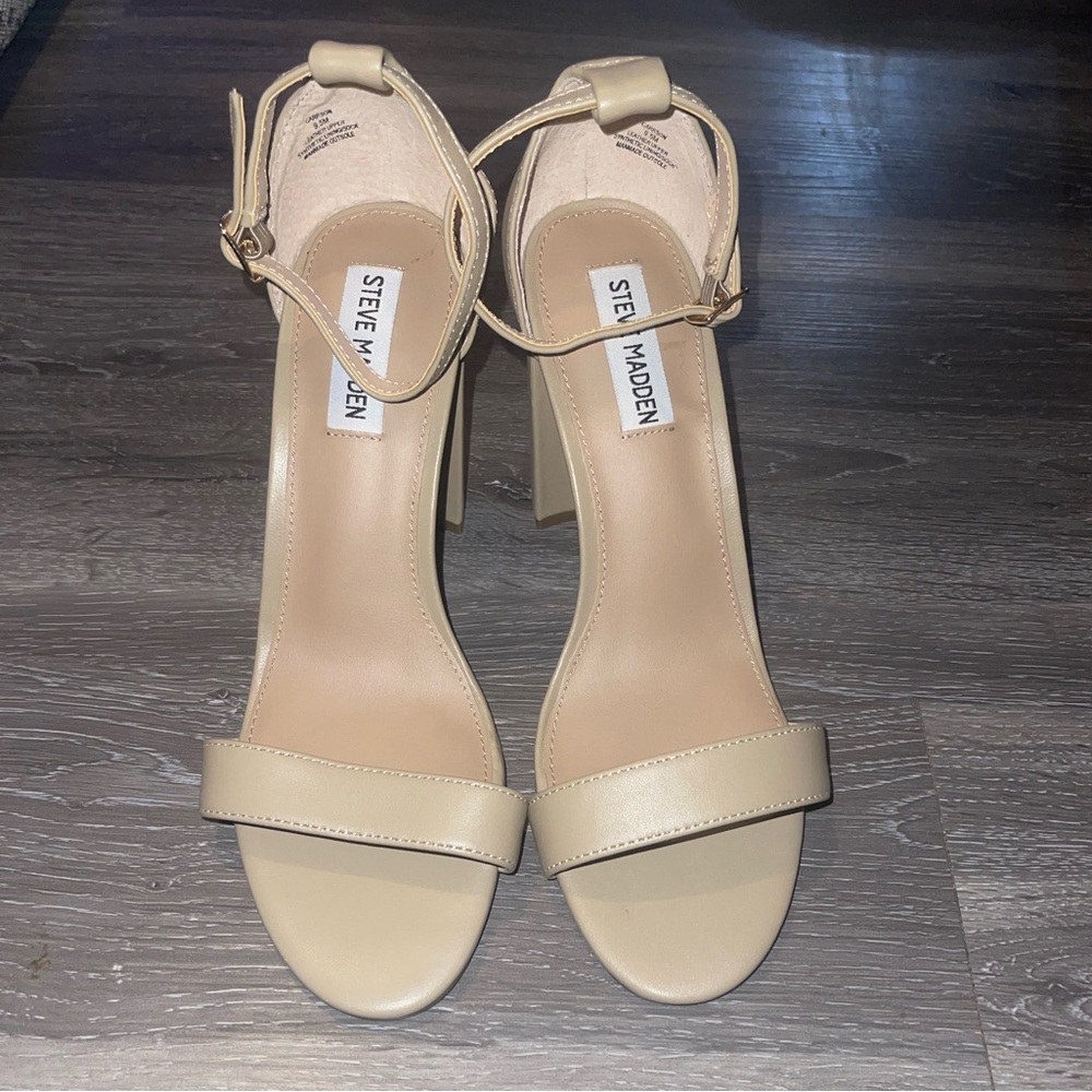 Steve Madden Cream Ankle Strap Heels